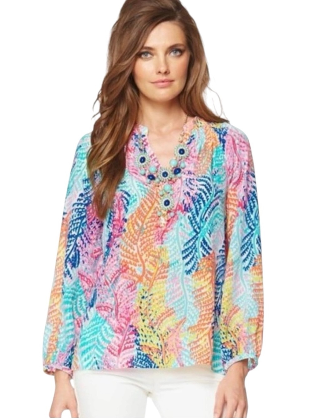 Lilly Pulitzer | Elsa Blouse “Electric Feel” Silk Sz M EUC